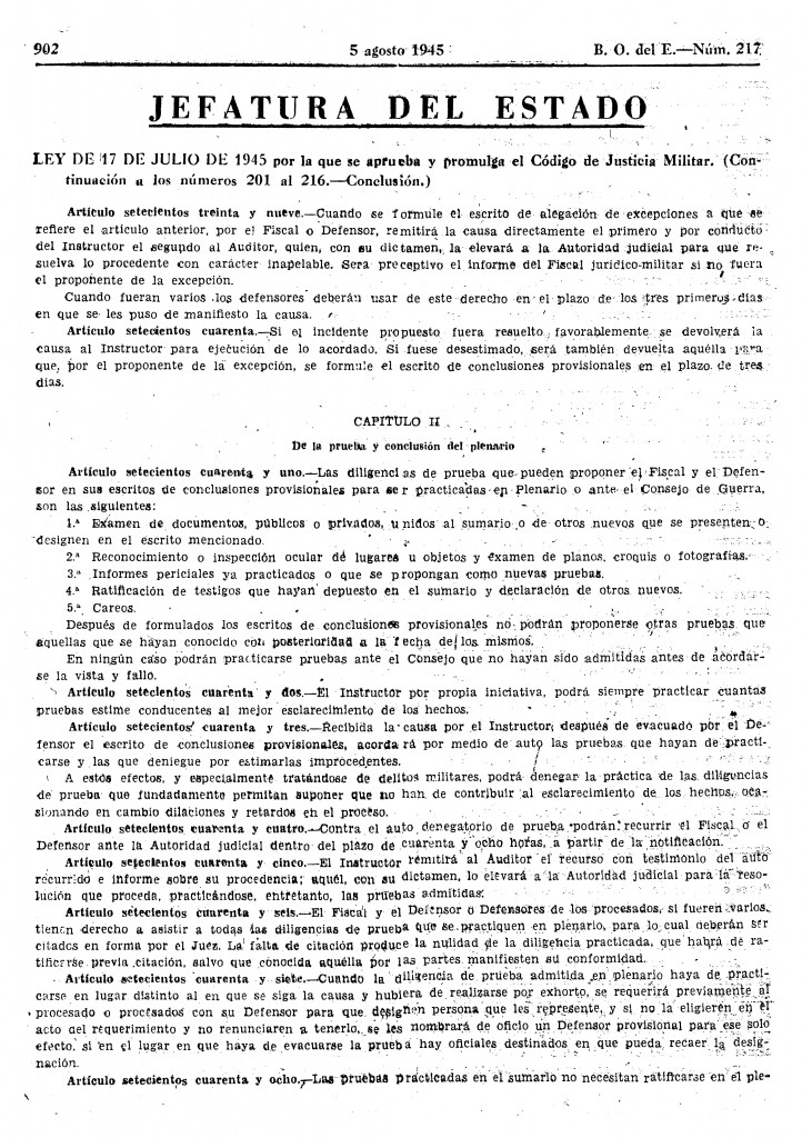 1945 07 17 Ley Por La Que Se Aprueba Y Promulga El Código De Justicia Militar Justicia Y 4519